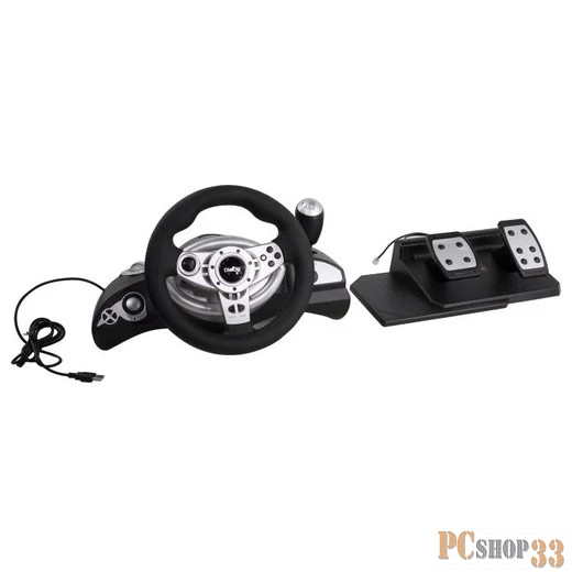 Dialog Игровой руль GW-255VR CyberPilot - вибро, 2 педали+рычаг, PC