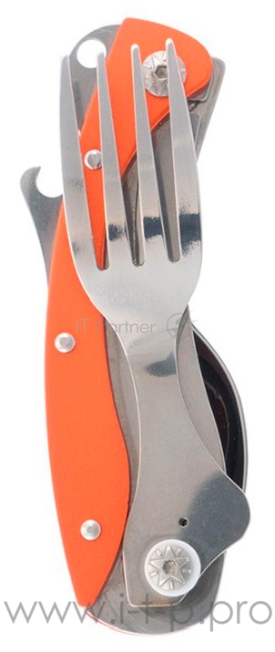 Многофункциональный столовый прибор AceCamp Folding cutlery (1574) оранжевый нержавеющая сталь д.105мм ш.42мм в.15мм