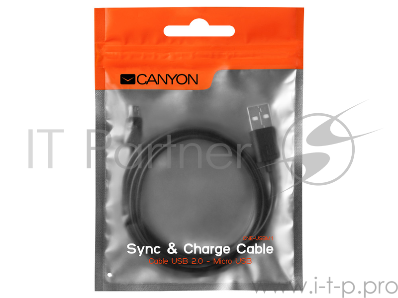 Кабель Micro USB, 1M, Black CANYON <CNE-USBM1B>