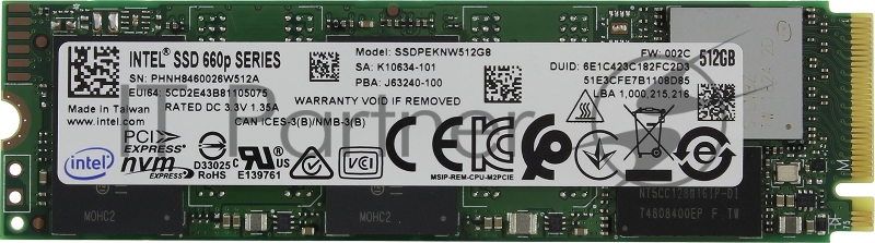 Накопитель SSD Intel PCI-E x4 512Gb SSDPEKNW512G8X1 660P M.2 2280