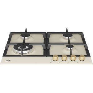 Встраиваемая газовая варочная поверхность BEKO Встраиваемая газовая варочная поверхность BEKO/ Газовая поверхность: 4 газовые конфорки (в т.ч. Wok). Панель управления спереди. Газ-контроль. Высокоэффективные конфорки. Встроенный электроподжиг. Чугунн