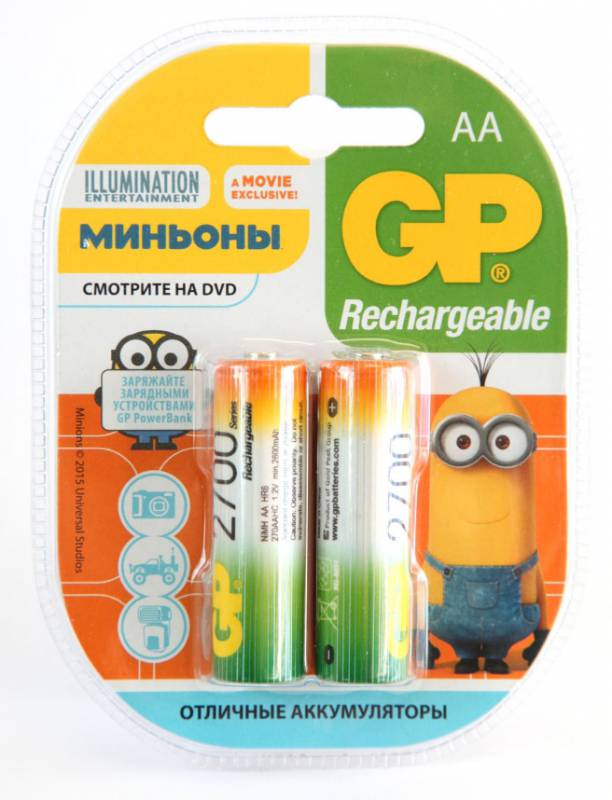 Аккумулятор GP 270AAHC Minions AA NiMH 2700mAh (2шт)