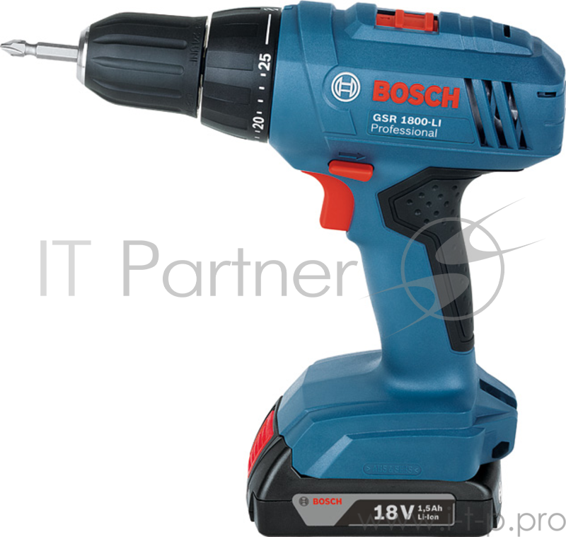 Дрель-шуруповёрт Bosch GSR 1800-LI Professional 06019A8307, аккум. (Li-Ion 18В, 400/1300об./мин., быстроз.) + доп.аккум. + кейс