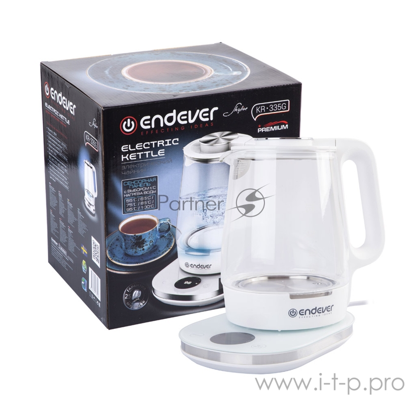 335 G-KR Чайник электрический Endever Skyline.Ёмкость 1,7 л, корпус из BIO-стекла, мощ.1800 Вт.