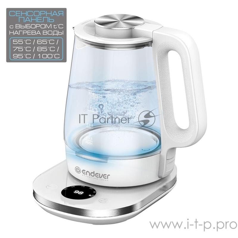 335 G-KR Чайник электрический Endever Skyline.Ёмкость 1,7 л, корпус из BIO-стекла, мощ.1800 Вт.