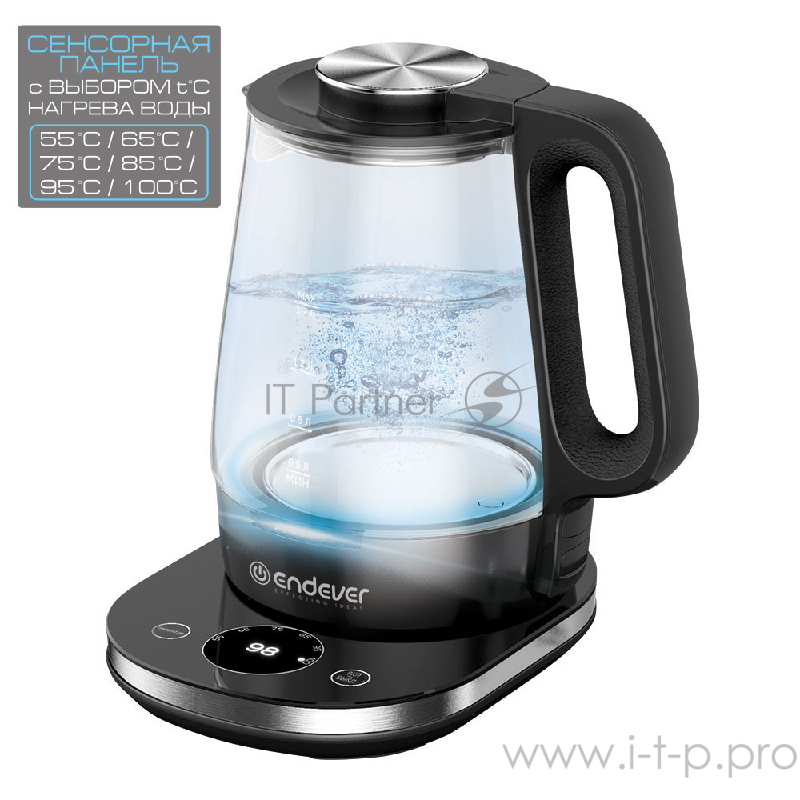 334 G-KR Чайник электрический Endever Skyline.Ёмкость 1,7 л, корпус из BIO-стекла, мощ.1800 Вт.