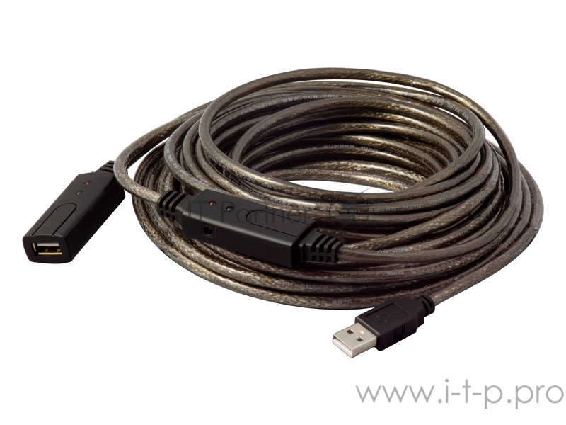 Greenconnect Удлинитель USB 2.0 с 2-мя акивными усилителями сигнала 15.0m Premium, AM/AF 24/22 AWG экран, армированный, морозостойкий, разъём для доп.питания, GCR-UEC3M21-BD2S-15.0m Greenconnect Удлинитель USB 2.0 с 2-мя акивными усилителями сигнала