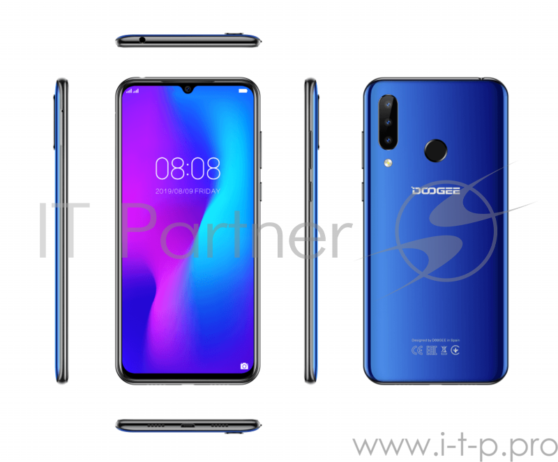 Смартфон Doogee Doogee Y9Plus Jewelry Blue, 6.3 1080x2280, 2.0GHz, 8 Core, 4GB RAM, 64GB, up to 128GB flash, 16 МП+8 МП+8 МП/16Mpix, 2 Sim, 2G, 3G, LTE, BT, Wi-Fi, GPS, Micro-USB, 4350 мА·ч, Android 9.0 (Pie), 158,9 ммx77,1 ммx8,4 мм, Triple Camera