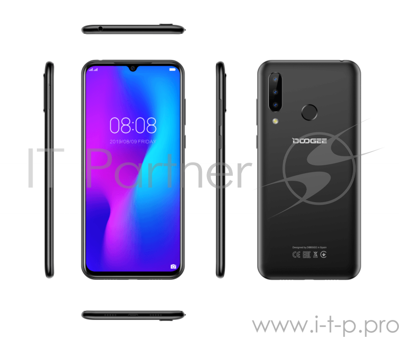 Смартфон Doogee Doogee Y9Plus Sky Black, 6.3 1080x2280, 2.0GHz, 8 Core, 4GB RAM, 64GB, up to 128GB flash, 16 МП+8 МП+8 МП/16Mpix, 2 Sim, 2G, 3G, LTE, BT, Wi-Fi, GPS, Micro-USB, 4350 мА·ч, Android 9.0 (Pie), 158,9 ммx77,1 ммx8,4 мм, Triple Camera