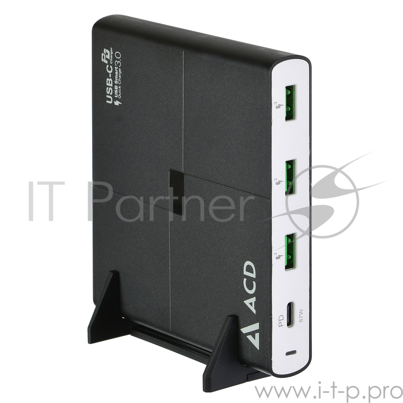 Сетевое зарядное устройство CЗУ (ACD-P904U-V1B) 90Вт, Сетевое ЗУ 4xUSB 1PD+3QC, 3.6~20В/4.35А(max) RTL {20}