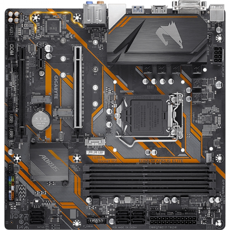 Материнская плата B365 M AORUS ELITE, Socket 1151, Intel®B365, 4xDDR4-2666, DVI-D+HDMI+DP, 2xPCI-Ex16, 1xPCI-Ex1, 6xSATA3(RAID 0/1/5/10), 2xM.2, 8 Ch Audio, GLan, (2+4)xUSB2.0, (3+2)xUSB3.1, 1xUSB3.1 Type-C™, 1xPS/2, mATX, OEM
