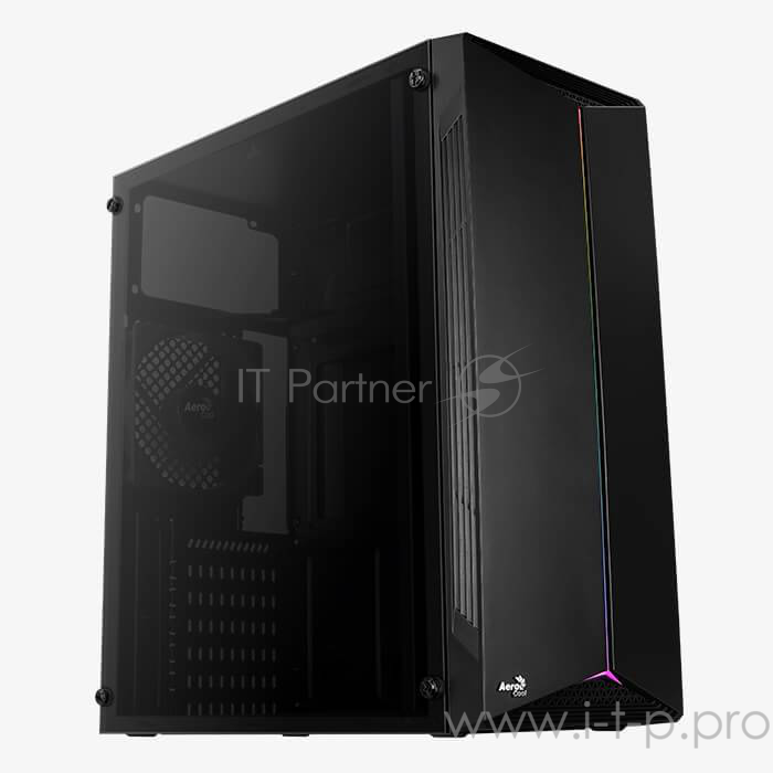 Корпус Aerocool Aerocool Split-G (3xUSB, 2xAudio, 0.5 мм, 120 мм FAN <RGB>, RGB подсветка, прозрачная стенка-закаленное