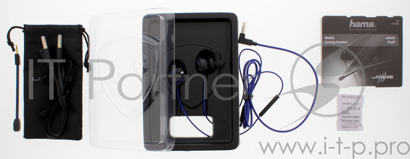 Наушники с микрофоном Hama uRage ChatZ черный/синий 1.6м вкладыши в ушной раковине (00113783)