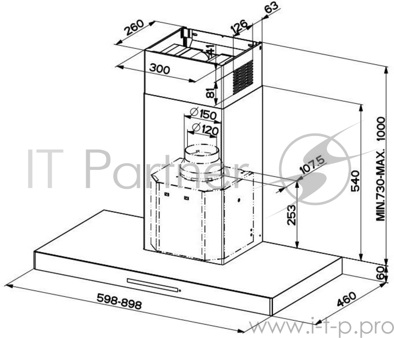 Вытяжка каминная Faber Stilo/SP EV8 X A90 нержавеющая сталь управление: кнопочное (1 мотор)