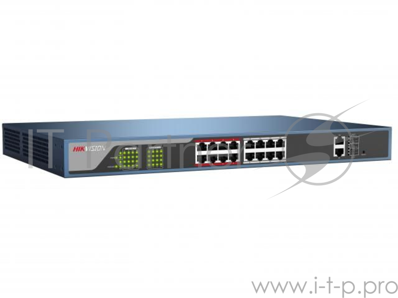 Коммутатор Hikvision DS-3E0318P-E(B) STN экран 128х64 хранилище: 3000 карт, 10000 событий механическая клавиатура uplink интерфейс: TCP/IP тревожные вход/выход 2/2 DC12В 3Вт -20 °C...+65°C размер 126.59