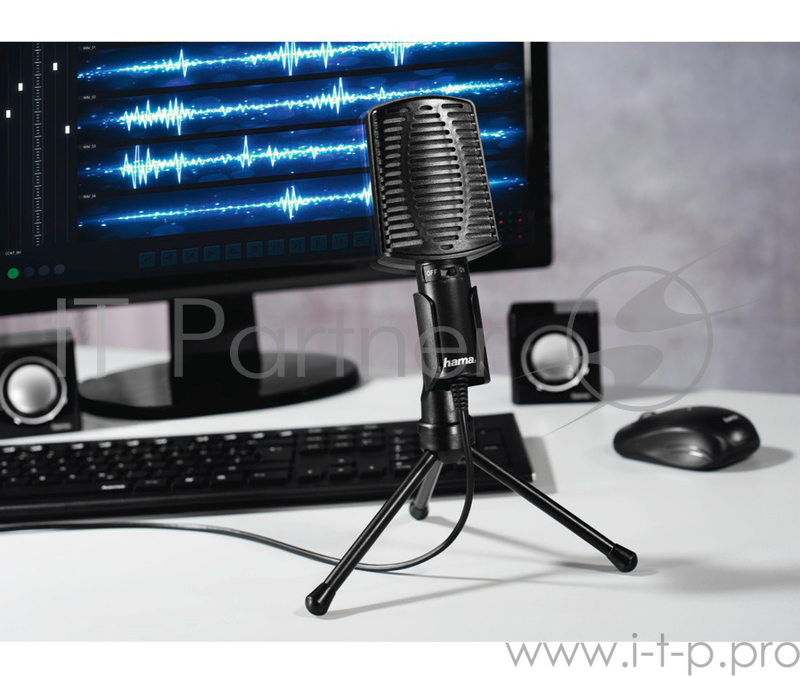 Микрофон проводной Hama 00139906 2м черный