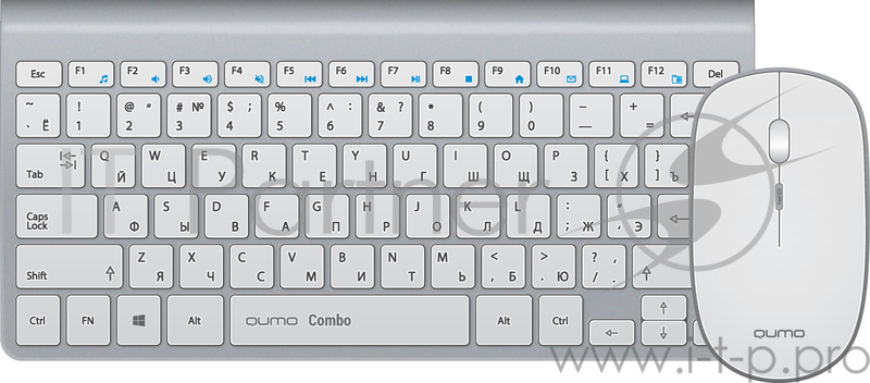 Офисный набор Qumo Combo K12/M20, беспроводной, клавиатура + мышь, АА элемент пит.