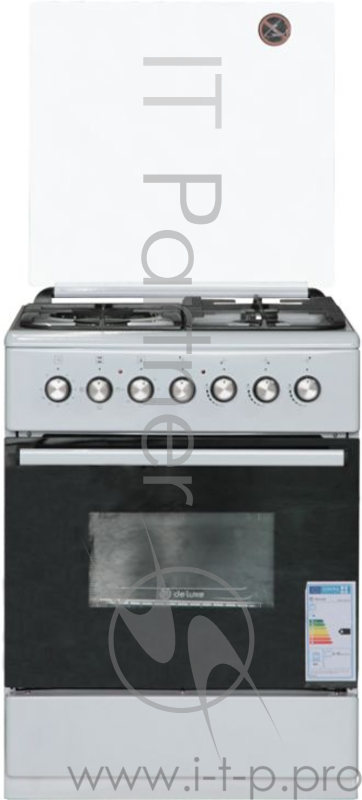 Плита Комбинированная De Luxe 606031.00 ГЭ 001 белый (стеклянная крышка) реш.чугун