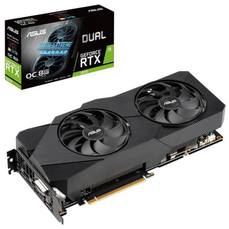 Видеокарта ASUS DUAL-RTX2070-O8G-EVO // RTX2070,HDMI*2,DP*2,DVI*1,8GD6 90YV0CN1-M0NA00