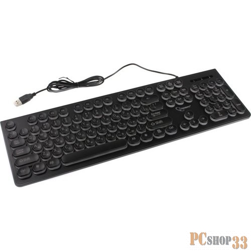 Клавиатура с подсветкой Gembird KB-240L, USB, черный, 104 клавиши, подсветка Rainbow, круглые клавиши, кабель 1.5м