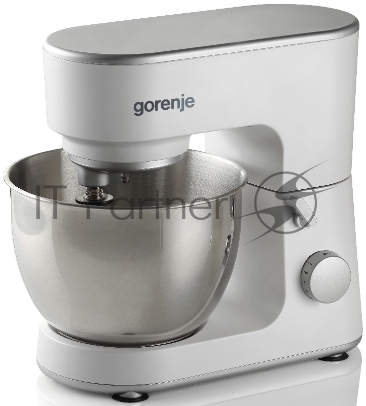 Кухонная машина Gorenje MMC700W, Мощность мотора: 700 Вт, Количество скоростей: 6, Авторегулировка скорости смешивания в зависимости от смеси, Насадки кухонного комбайна: Насадка для теста, Лопатка для смешивания, Венчик для взбивания, Объем емкости