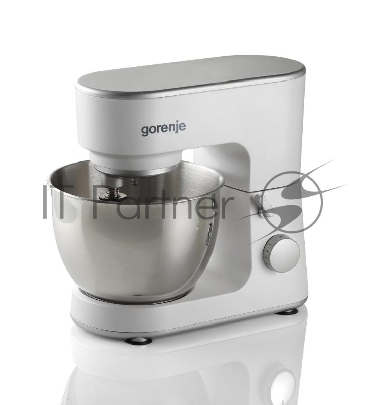 Кухонная машина Gorenje MMC700W, Мощность мотора: 700 Вт, Количество скоростей: 6, Авторегулировка скорости смешивания в зависимости от смеси, Насадки кухонного комбайна: Насадка для теста, Лопатка для смешивания, Венчик для взбивания, Объем емкости