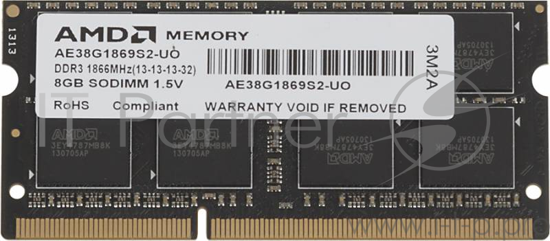 Модуль памяти DDR3 8Gb 1866MHz AMD R738G1869S2S-UO OEM PC3-14900 CL13 SO-DIMM 204-pin 1.5В