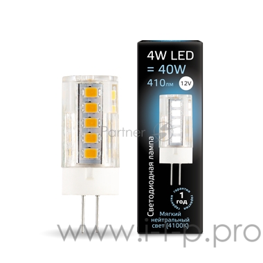 GAUSS 207307204 Светодиодная лампа LED G4 12V 4W 410lm4100K керамика 1/10/200