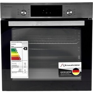 Встраиваемые электрические духовки Schaub Lorenz 595х595х565, Электрический независимый мультифункциональный духовой шкаф, Класс А, Объем 80 л, 8 режимов, Гриль, Конвекция, Тангенциальное охлаждение корпуса, Программируемый таймер с автоотключением (