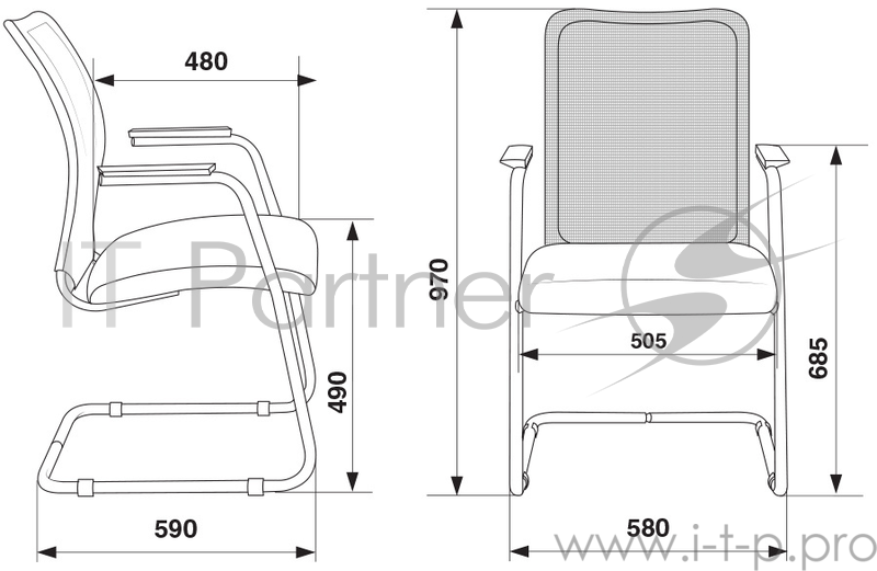 Кресло Бюрократ CH-599AV/32B/TW-11 на полозьях черный TW-32K01 сиденье черный TW-11