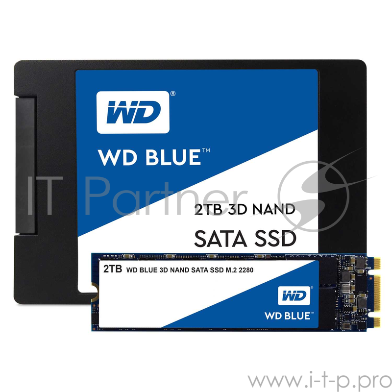 Накопитель твердотельный WD Твердотельный накопитель SSD WD Blue 3D NAND WDS400T2B0A 4ТБ 2,5 SATA-III (TLC)