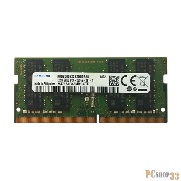 Модуль памяти Samsung SO-DIMM DDR4 32GB (PC4-21300) 2666MHz 1.2V (M471A4G43MB1-CTDDY)