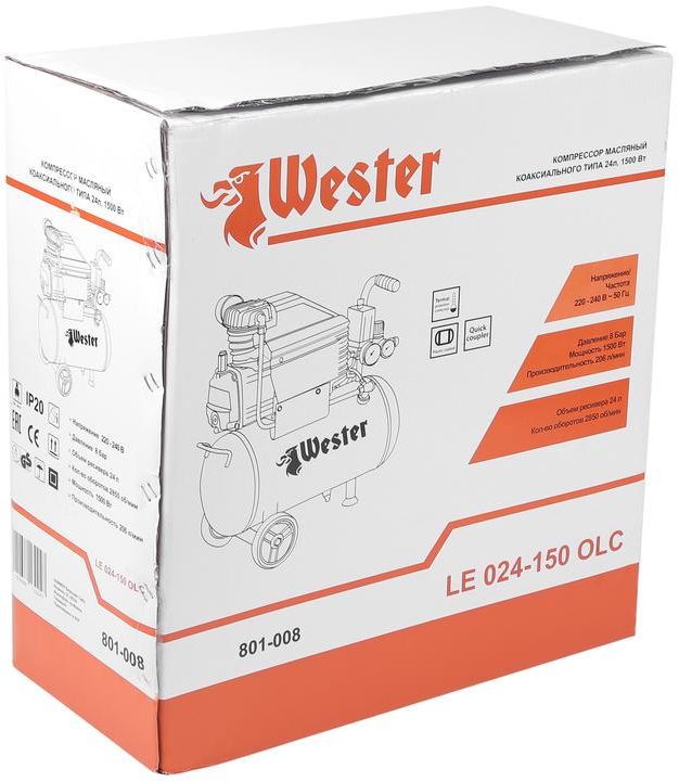Компрессор поршневой Wester LE 024-150 OLC масляный 206л/мин 24л 1500Вт красный