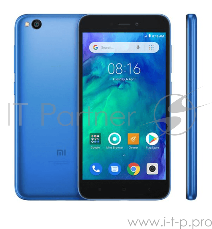 Смартфон Xiaomi Redmi Go Blue (M1903C3GG), 5.0 16:9 1280x720, 1.4GHz, 4 Core, 1GB RAM, 8GB, up to 128GB flash, 8Mpix/5Mpix, 2 Sim, 2G, 3G, LTE, BT v4.1, Wi-Fi, GPS / AGPS, GLONASS, Beidou, Micro-USB, 3000mAh, Android 8.1 Oreo версия GO, 137g, 140.4x7