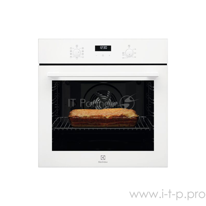 Встраиваемые электрические духовки ELECTROLUX Встраиваемые электрические духовки ELECTROLUX/ Духовой шкаф SurroundCook, основной цвет - белый, утапливаемые переключатели, таймер отключения, отложенный старт, будильник, хромированные направляющие из н