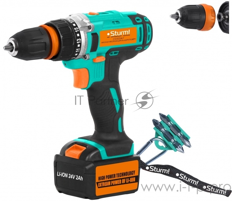 Дрель-шуруповерт Sturm! CD3224LT аккум. патрон:быстрозажимной (кейс в комплекте)