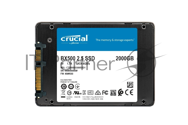 SSD жесткий диск SATA2.5 2TB BX500 CT2000BX500SSD1 CRUCIAL