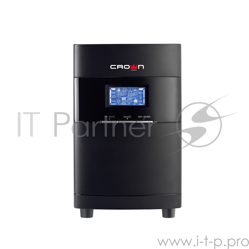 ИБП CROWN On-Line CMUOA-350-1K EURO 1000VA/900W, корпус металл, TOWER, АКБ 3*12V/7AH, PF-0.9, AVR 110-300V, порт RJ-11/45+USB/RS-232, EPO, розетки 2*EURO, входной кабель 2 м, вентилятор охлаждения, автомат, слот для SNMP, порт для доп. батарейных каб