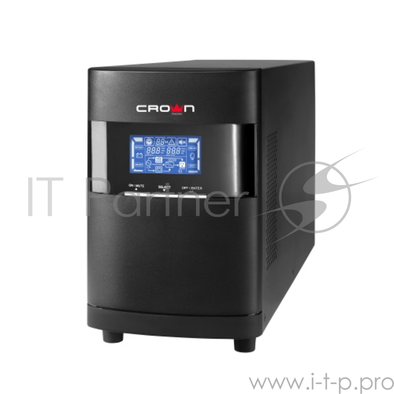 ИБП CROWN On-Line CMUOA-350-1K EURO 1000VA/900W, корпус металл, TOWER, АКБ 3*12V/7AH, PF-0.9, AVR 110-300V, порт RJ-11/45+USB/RS-232, EPO, розетки 2*EURO, входной кабель 2 м, вентилятор охлаждения, автомат, слот для SNMP, порт для доп. батарейных каб