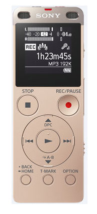 Диктофон Sony ICD-UX560 золото, 4 Гб, microSD-слот, USB, литиевый аккум., тонкий металл. корпус, сте