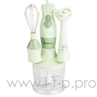 Блендер ВАСИЛИСА ВА-301В, измельчитель, венчик, (6): зеленый 400 Вт, (РОССИЯ)