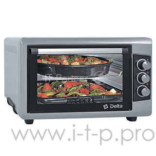 Мини-печь DELTA D-0550 серая Внутренний объем - 55 л Тип нагревательного элемента - ТЭН Время разогрева до рабочей температуры - 10 минут Таймер - 0-90 минут Регулируемый термостат - 50-320°С Световой индикатор работы Внутренняя подсветка короба Две