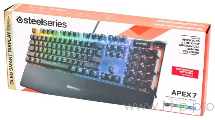 Клавиатура Steelseries Apex 7 Red Switch механическая черный USB Multimedia for gamer LED (подставка для запястий)