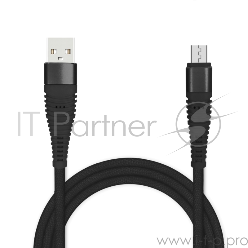 Кабель для зарядки и передачи данных Jet.A JA-DC27 1м черный (в оплётке, USB2.0/microUSB, QC3.0, 2A)