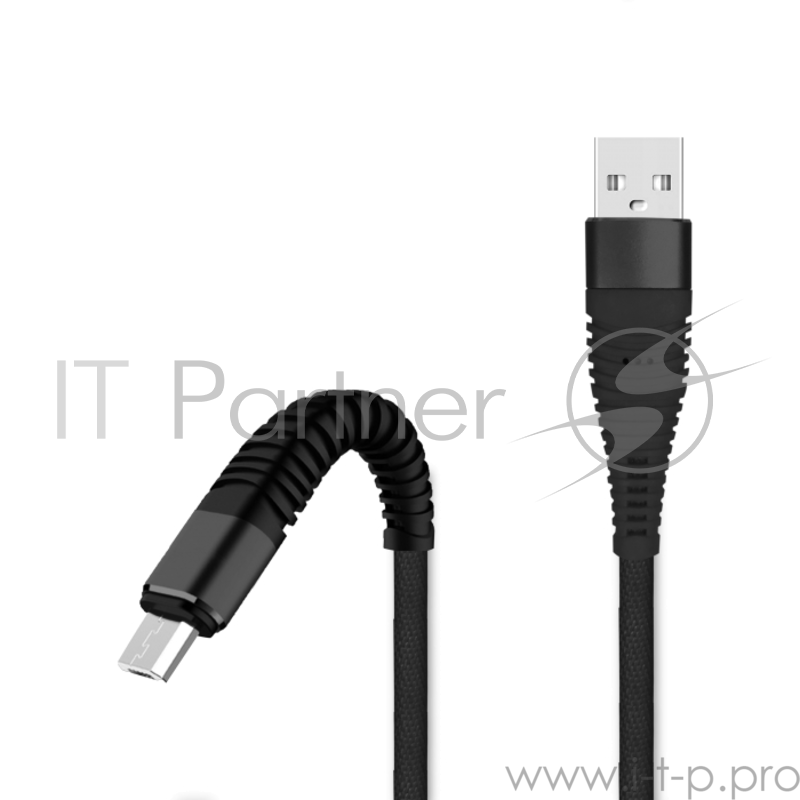 Кабель для зарядки и передачи данных Jet.A JA-DC27 1м черный (в оплётке, USB2.0/microUSB, QC3.0, 2A)