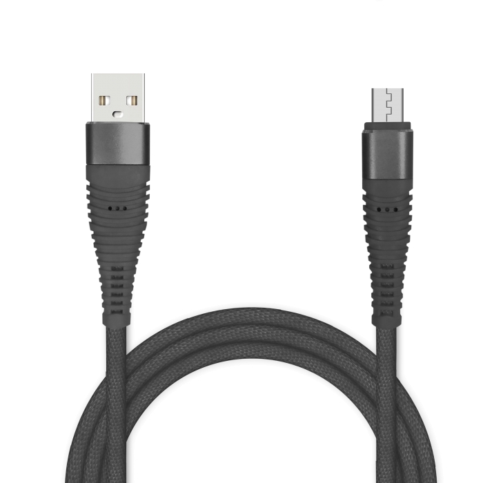 Кабель для зарядки и передачи данных Jet.A JA-DC27 1м серый (в оплётке,USB2.0/micro USB, QC 3.0, 2A)