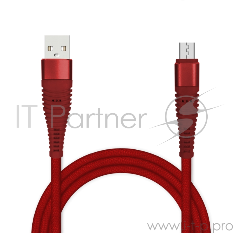 Кабель для зарядки и передачи данных Jet.A JA-DC27 1м красный (в оплётке,USB2.0/microUSB, QC3.0, 2A)