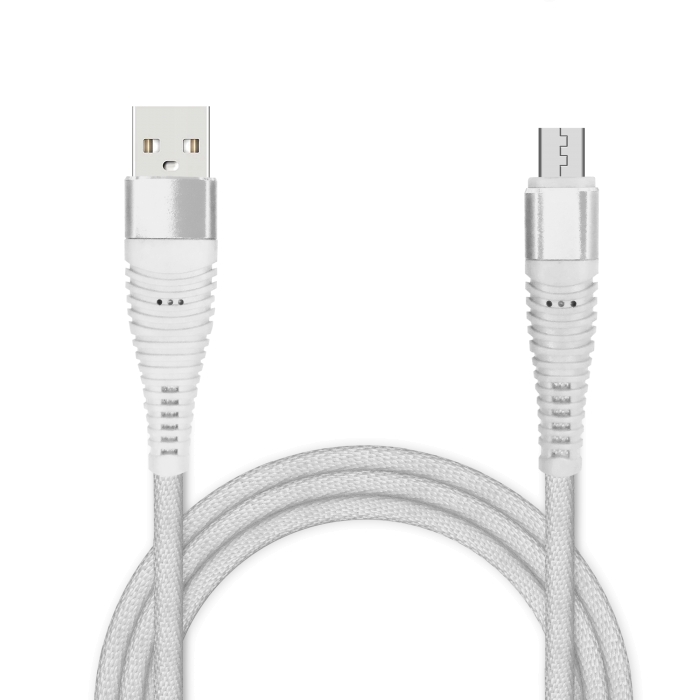 Кабель для зарядки и передачи данных Jet.A JA-DC27 1м белый (в оплётке,USB2.0/micro USB, QC 3.0, 2A)