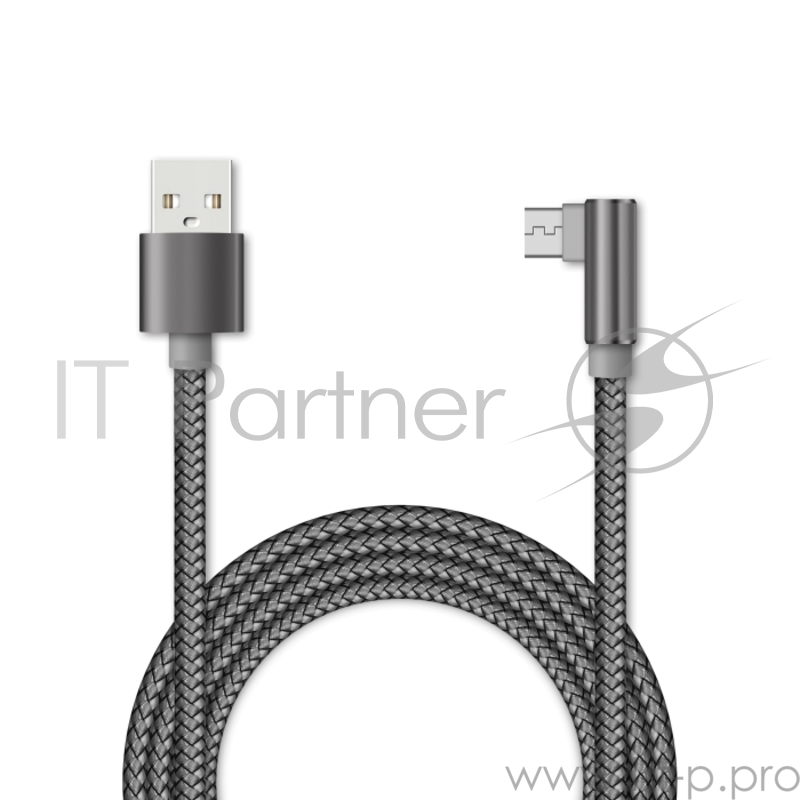Кабель для зарядки и передачи данных Jet.A JA-DC25 1м серый (в оплётке,USB2.0/micro USB, QC 3.0, 2A)