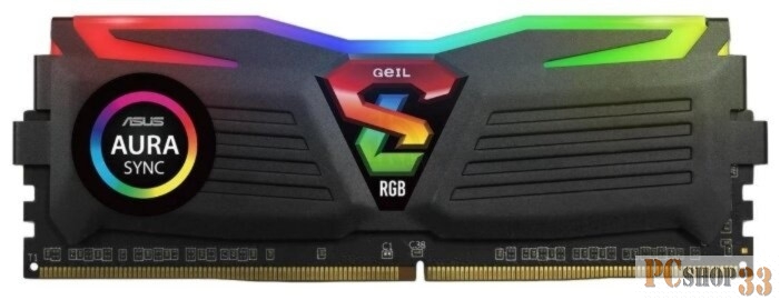 Модуль памяти 16GB GeIL DDR4 3200 DIMM Super Luce RGB SYNC Gaming Memory GLS416GB3200C16ASC Non-ECC, CL16, 1.35V, Heat Shield, XMP 2.0, ASUS AURA, Gigabyte Fusion, MSI Mystic Light, ASRock Polychrome, RTL